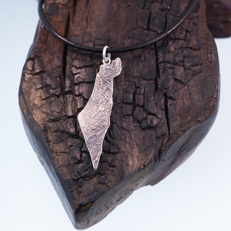 Topographic Map Of Israel Pendant in Fine Silver. Terrain Of Israel, Pro Israel. Stand with Israel. image 1
