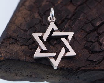 Masculine Jewish Star, Star Of David, Magen David Pendant in Sterling  silver