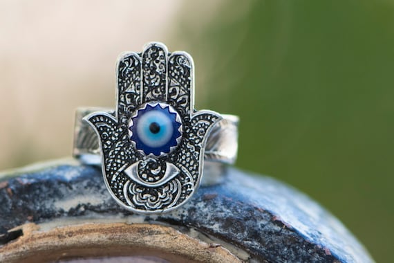 Hamsa evil eye best sale ring