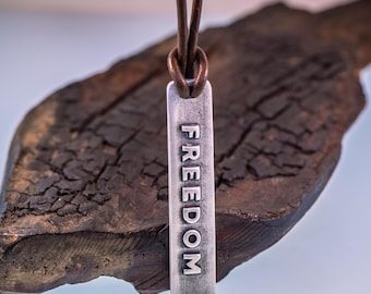 FREEDOM Pendant in Sterling silver, statement of strength, independence, first amendment, freedom of speech