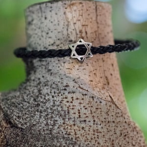 3D Star Of David , David's Shield, Jewish Star Leather Bracelet image 2