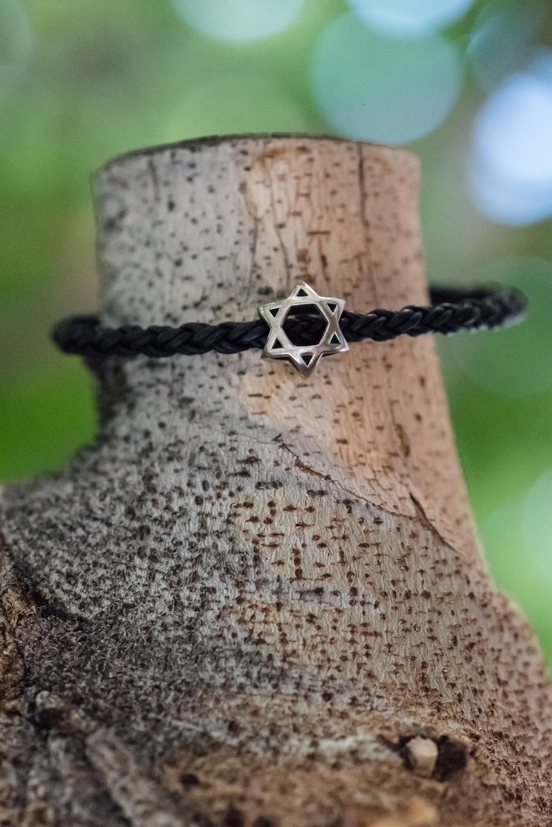 3D Star Of David , David's Shield, Jewish Star Leather Bracelet image 2