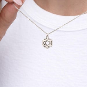 Breloque Étoile juive, étoile de David, Magen David 3D en argent sterling. image 7