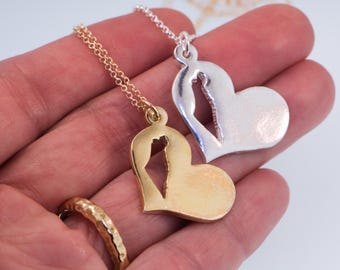 Hole In My Heart - Map Necklace In A Heart Shape
