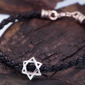 3D Star Of David , David's Shield, Jewish Star Leather Bracelet image 5