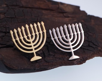 Menorah | Hanukkah Jewish symbol Lapel Pin Stainless Steel  Gold / Silver Color