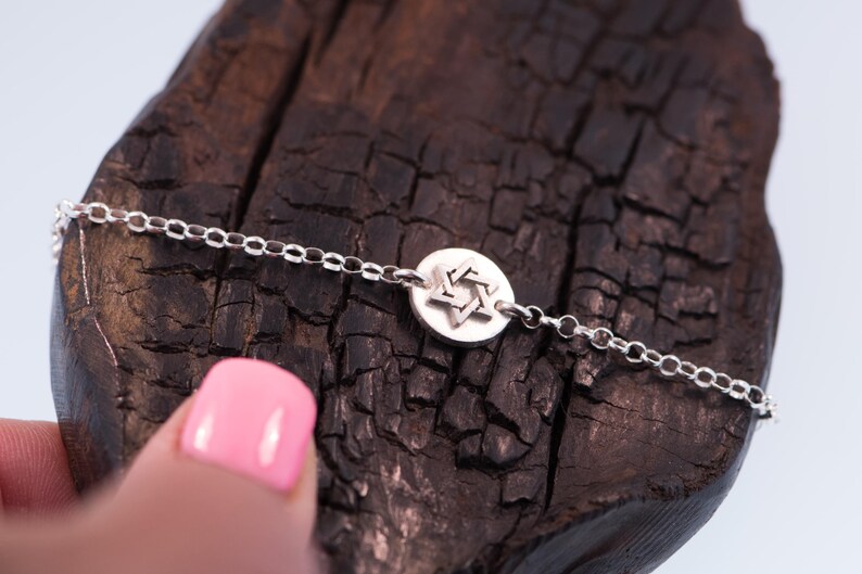 Armband i sterlingsilver med upphöjd Davidsstjärna bild 2