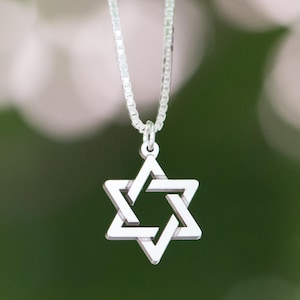 Geometric Jewish Star, Star Of David, Magen David Pendant in Sterling silver image 3
