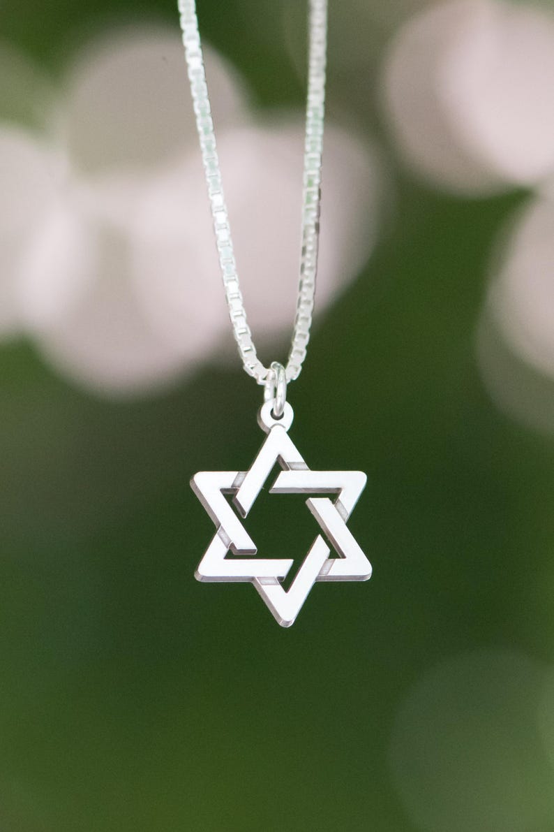 Geometric Jewish Star, Star Of David, Magen David Pendant in Sterling silver image 3