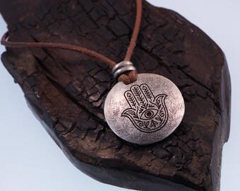 Bohemian Hamsa Dome Pendant, Judaica Pendant, Evil eye protection