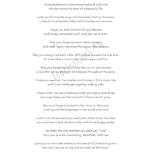 Poema de boda, regalo de boda, regalo para los novios, regalo de boda, regalo de boda, descarga digital