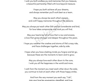 Huwelijksgedicht, huwelijkscadeau, cadeau voor bruid en bruidegom, huwelijkscadeau, huwelijkscadeau, digitale download