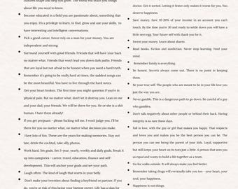 Letter to My Grown Daughter | Printable Life Advice from Mum | Emotional Poem for Daughter | 21st or Graduation Gift from Mother