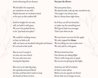 Non solo il fiore - Poesia femminista stampabile - Arte murale ispiratrice per l'emancipazione femminile