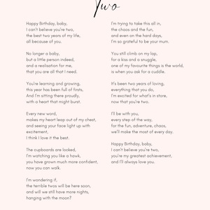 gelukkige 2e verjaardag gedicht voor baby die twee wordt gedicht verjaardagscadeau tweede verjaardag, twee, baby verjaardag
