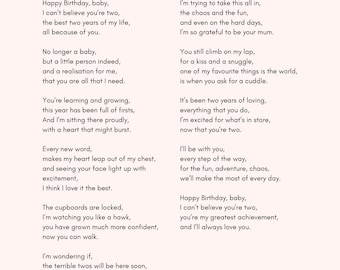 happy 2nd birthday poem for baby turning two poem birthday gift second birthday, two, baby birthday