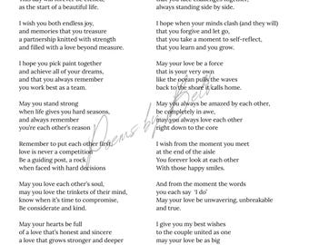 Poesia di matrimonio personalizzata - Regalo per gli sposi o partner nella vita / Regalo di nozze / Download digitale / Poesia di matrimonio