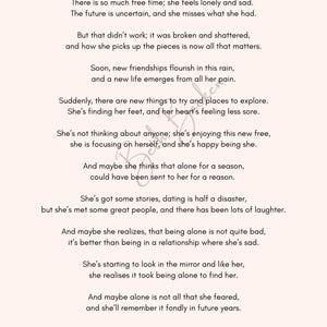 Alone - poem about embracing being single, breakup poem, poem about a new beginning, finding yourself, divorce, breakup gift