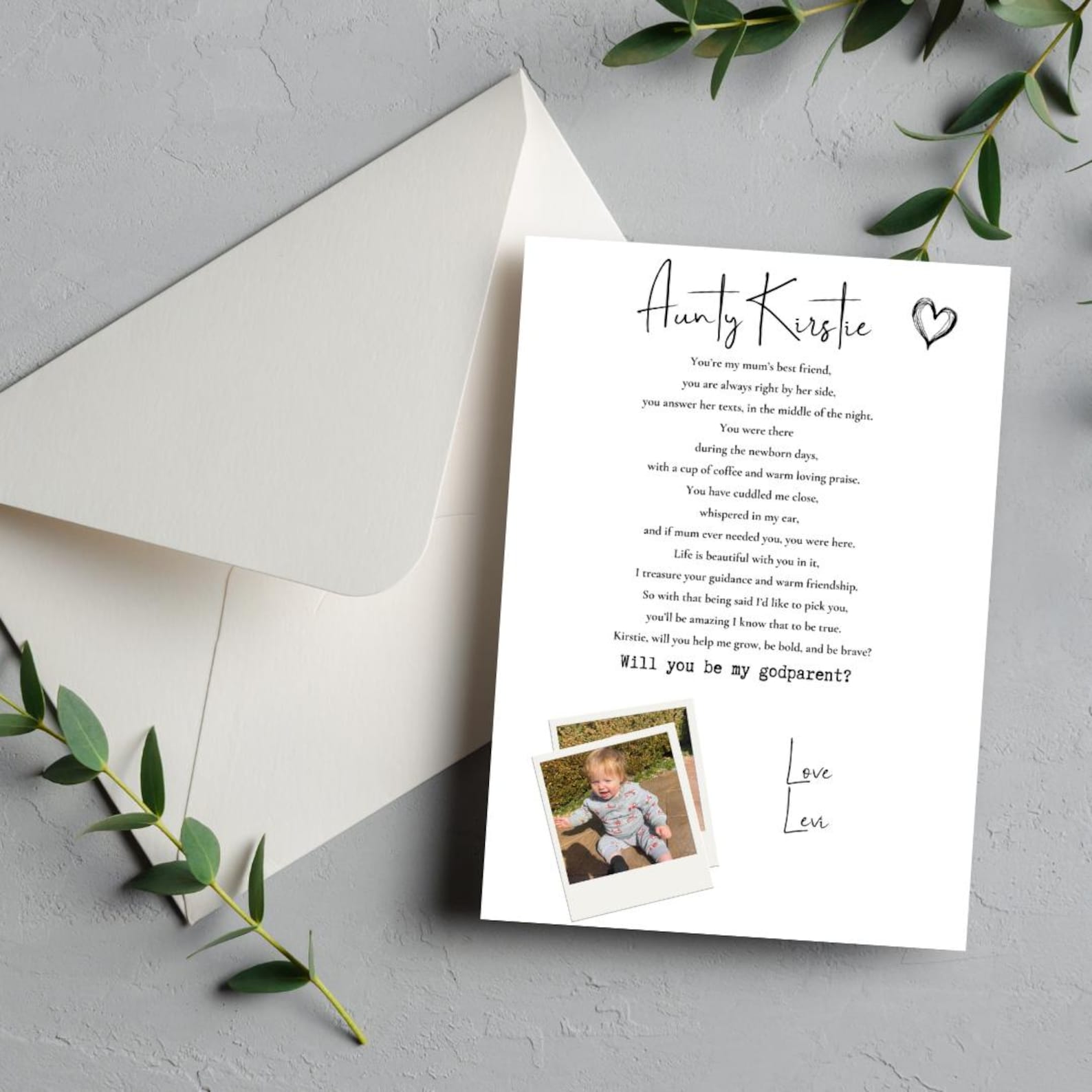 Personalised Godmother Proposal Poem With Photo Bestfriend Will You