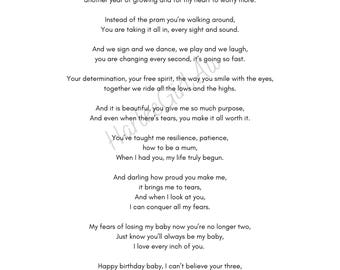 Three, poem for a three year old, three year old birthday poem, third birthday poem. 3rd Birthday, 3rd birthday gift, memory box