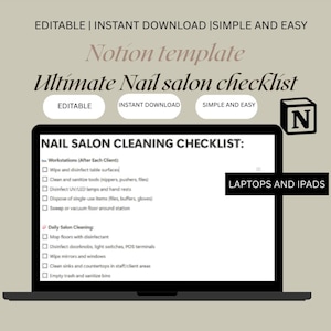 Nail Salon Cleaning Checklist Template Printable Spa Sanitation Schedule Disinfection Log for Manicure Pedicure Stations