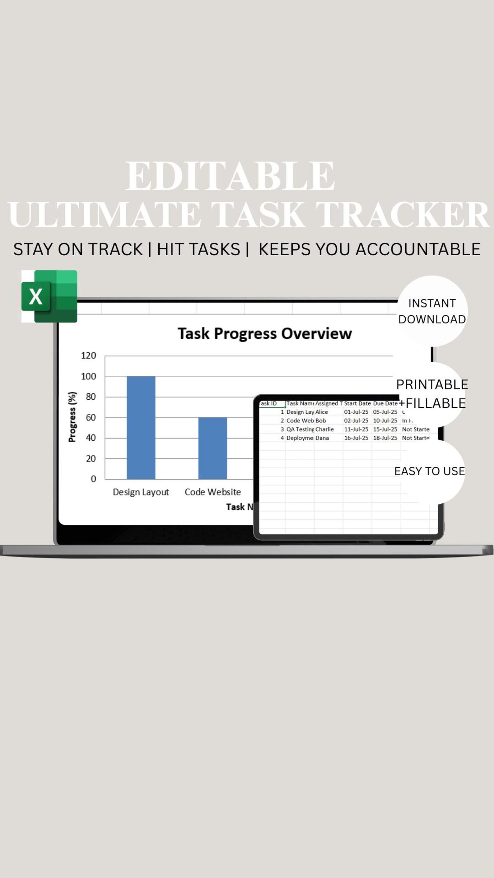 Printable Task Tracker Daily to Do List Planner Productivity Tracker ...