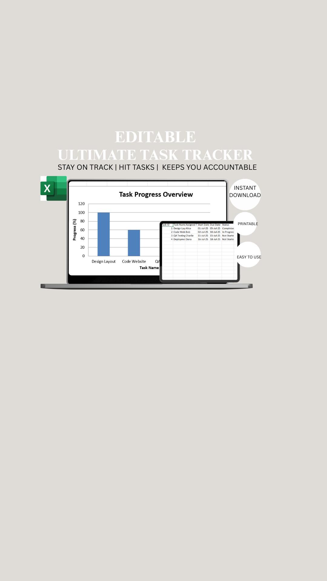Printable Task Tracker Daily to Do List Planner Productivity Tracker ...