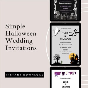 Sjabloon bruiloft uitnodiging Halloween, gotische huwelijksuitnodiging, bruiloft tot de dood ons scheidt