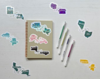 Long Distance Friendship Sticker: State to State, Custom Colors