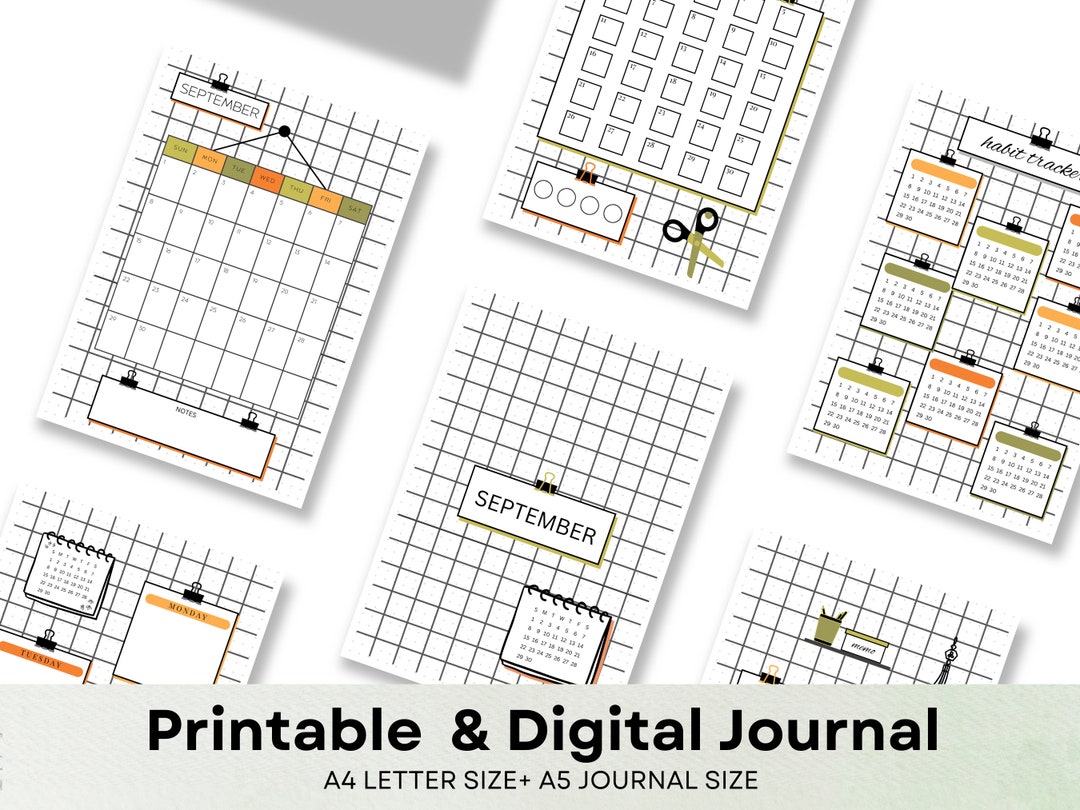 Grid Panel Theme Printable Pages, Downloadable Journal Printable ...