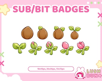 Twitch Sub/Bit Badges Pack 9pcs | Tulip badges | Twitch Badges | Sub Badges | Bit Badges | Stream Badges | Pink Flower Badge