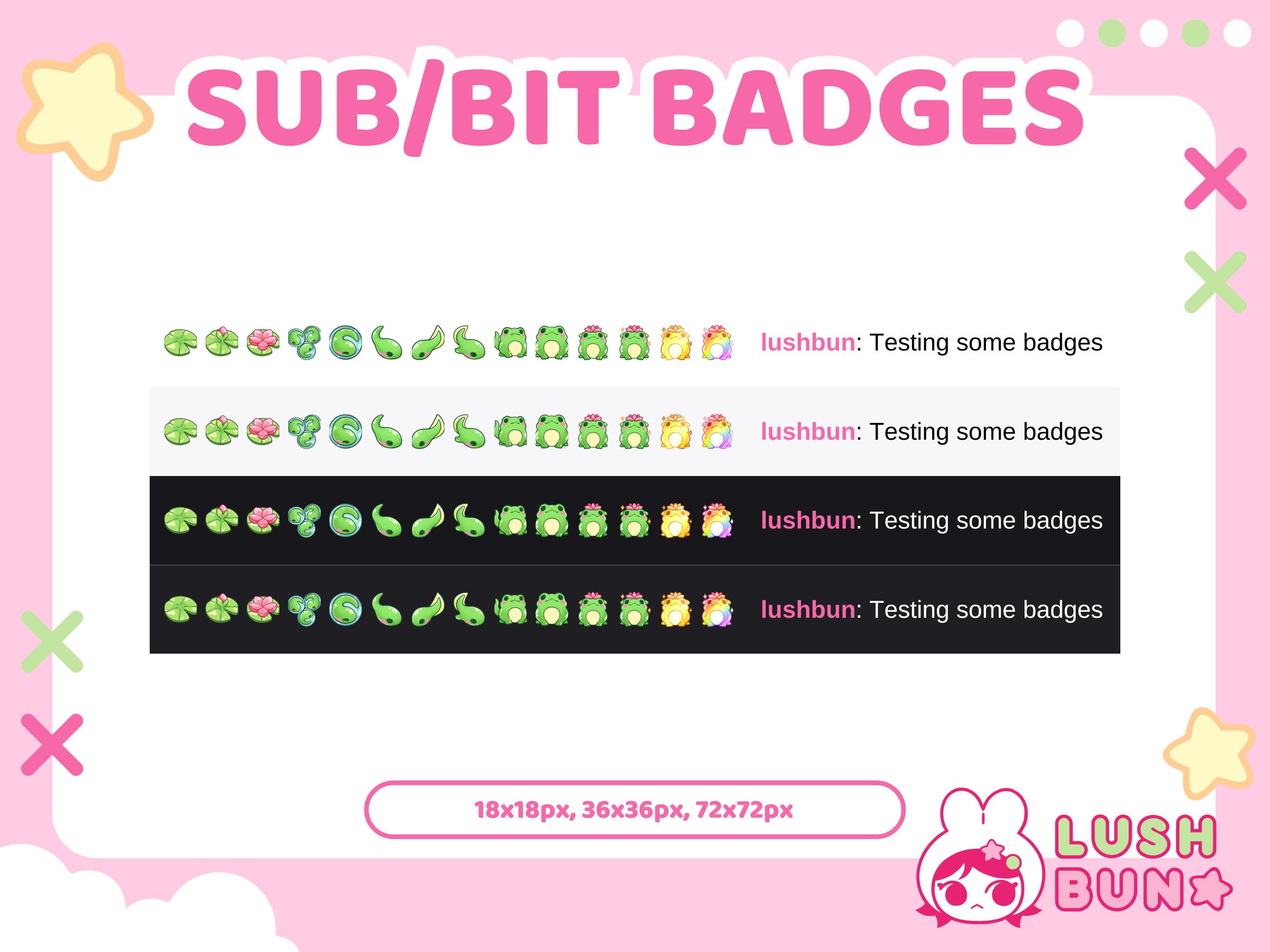 Twitch Sub/bit Badges Pack 14pcs | Frog Badges | Twitch Badges | Sub ...