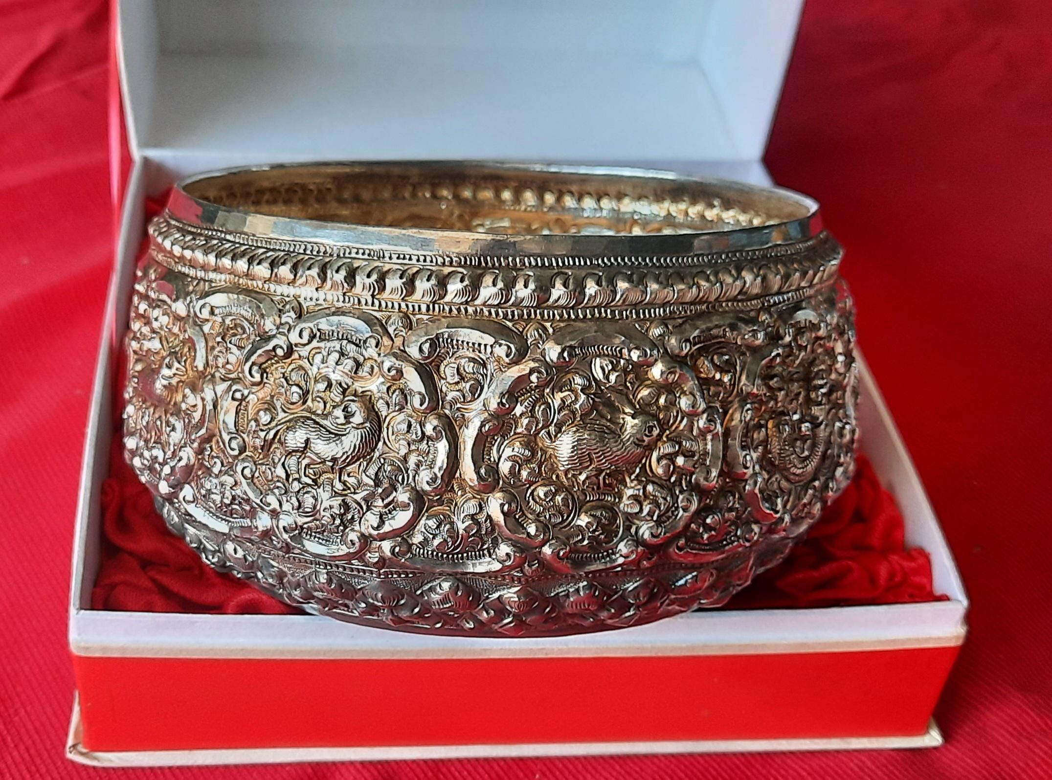 タイ、ミャンマーの銀製ボウル、オタマ Burma Silver Bowl - Etsy