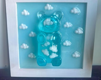 Blue Gummy Bear 3D-pop-art van hars voor huis- en kinderkamerdecoratie
