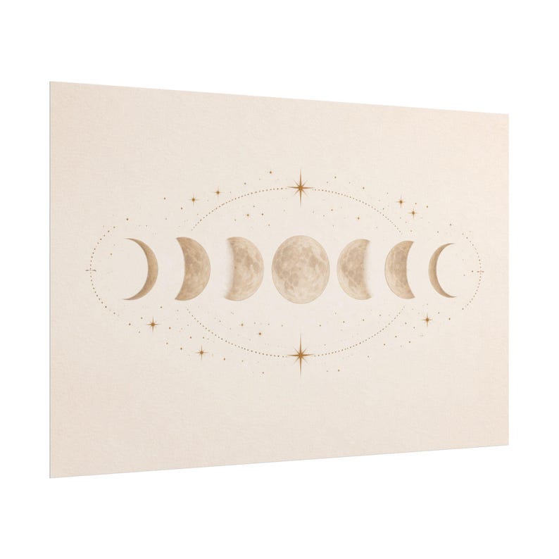 Celestial Moon Phases Rolled Poster | Neutral Boho Wall Art - Etsy