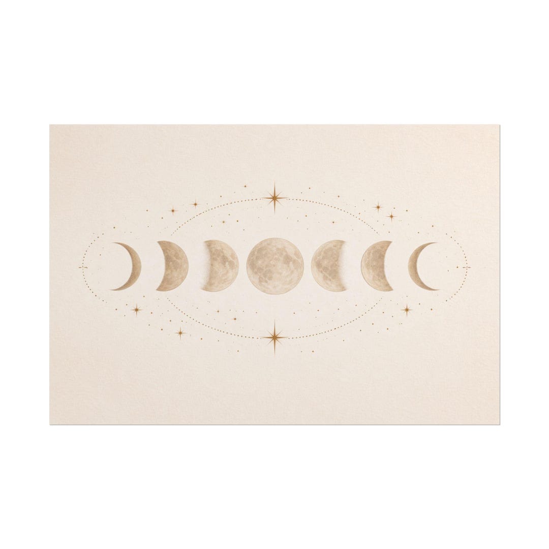 Celestial Moon Phases Rolled Poster | Neutral Boho Wall Art - Etsy