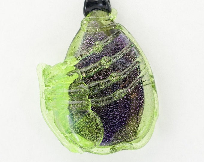 Featured listing image: Facehugger Glass Pendant in Black Cherry Dichroic & Slyme, #990