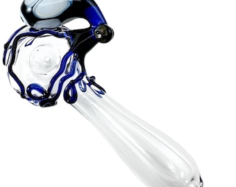 Octopus Boro Pipe Clear & Cobalt Blue