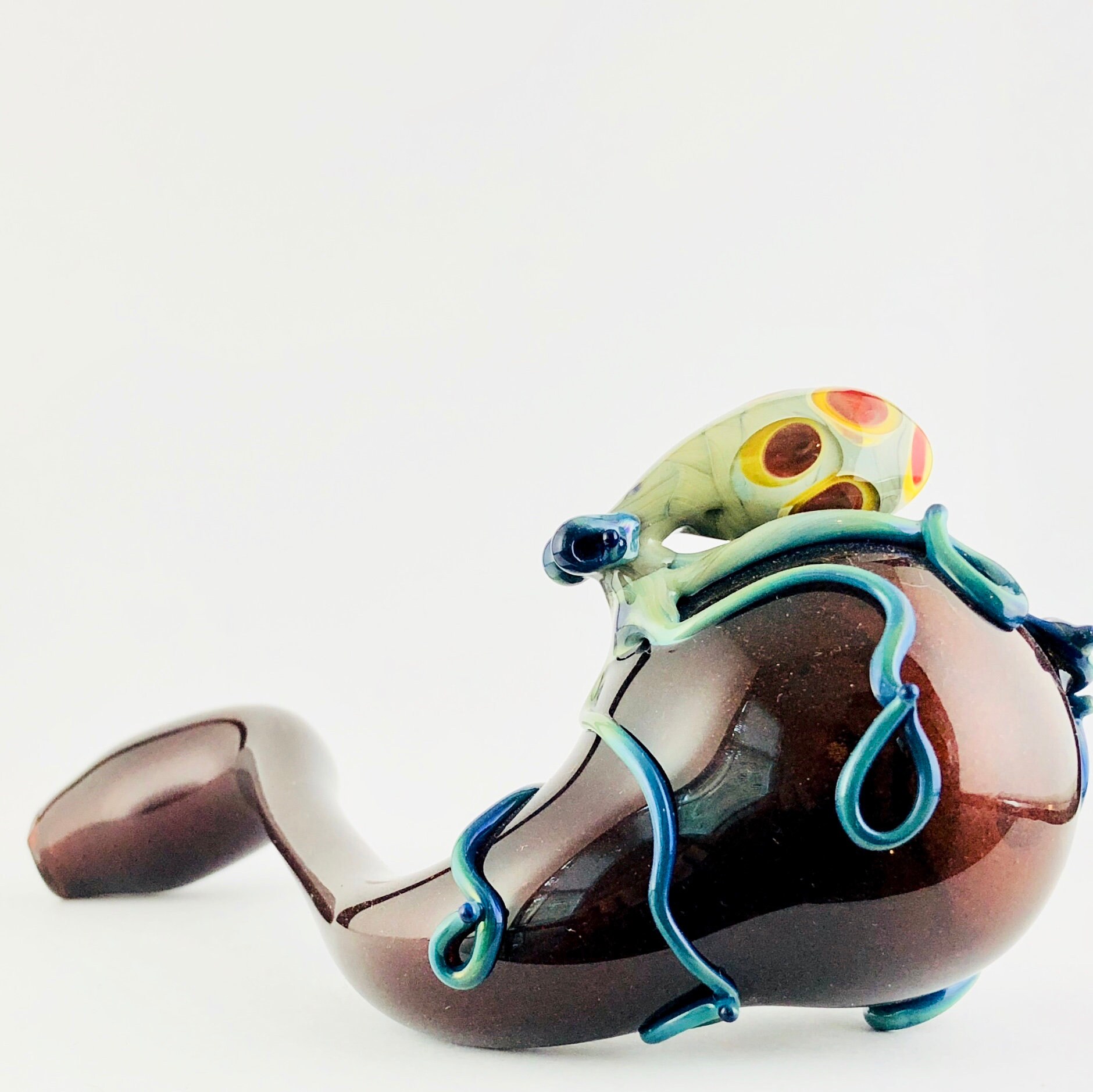 Octopus Large Glass Sherlock Pipe Kandy Apple Red & Silver Amethsyt, 680