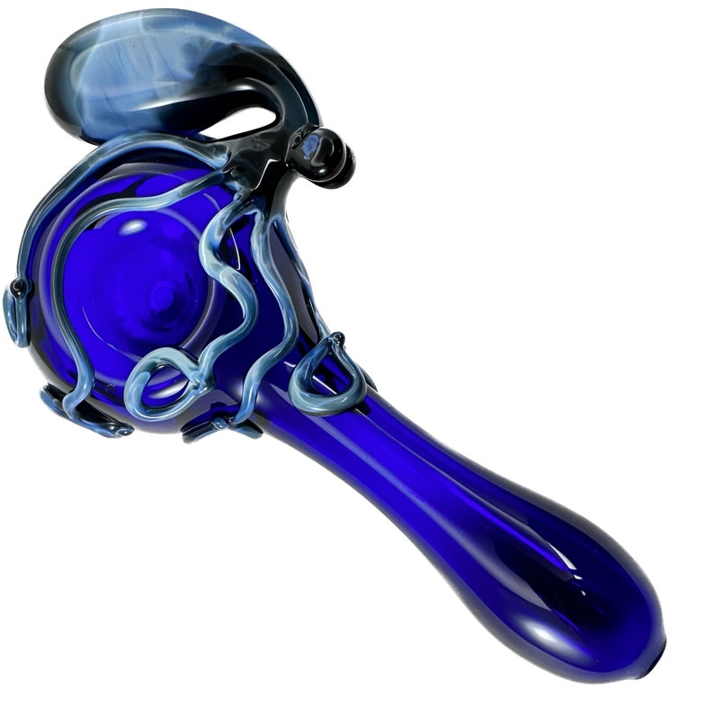 Octopus Glass Pipe. Hand Blown Boro Pyrex Spoon for Smoking. You Choose the Color and Made to Order. image 4