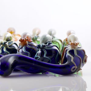 Octopus Glass Pipe: Large Handblown Sherlock with Custom Colors image 6