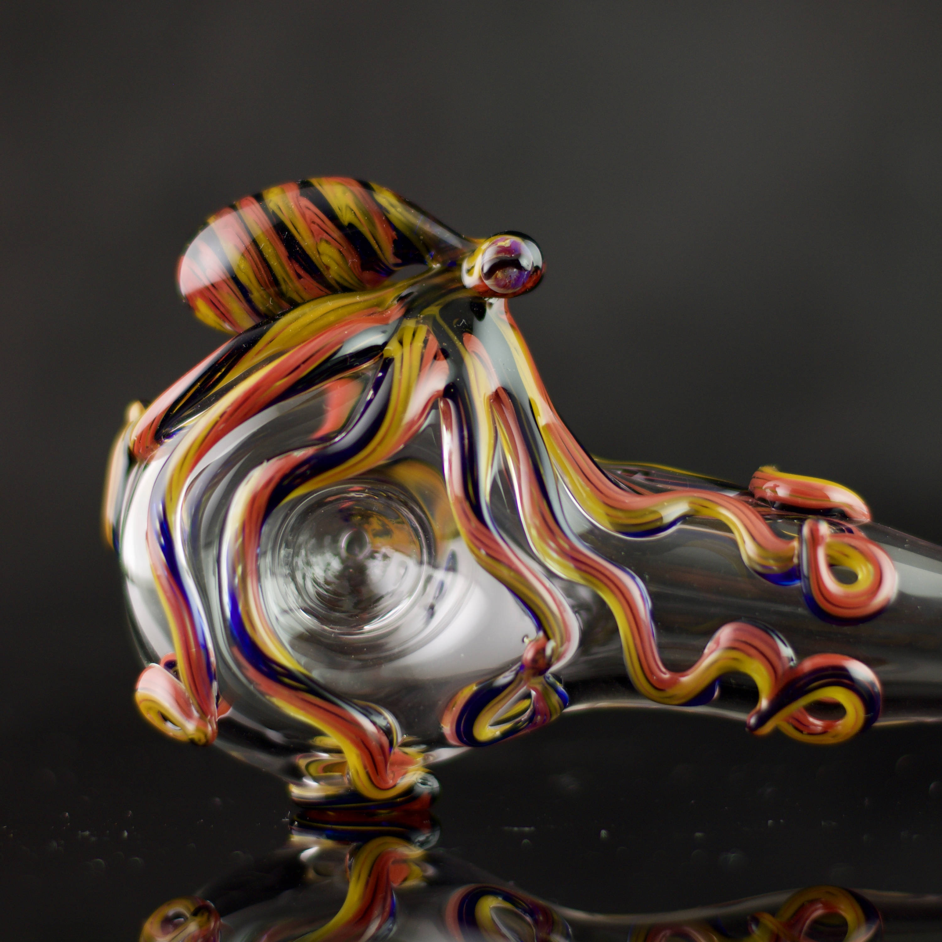 Octopus Large Glass Spoon Pipe in Clear & Infinity II, 548