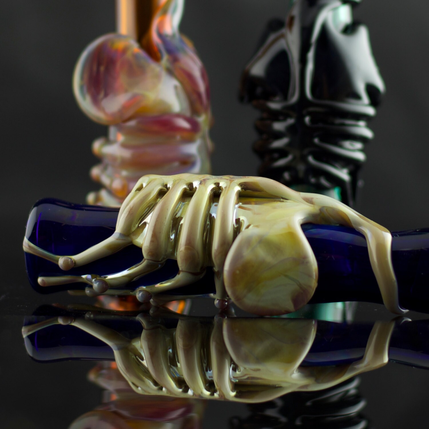 Facehugger Large Chillum Bat Glass Pipe in Your Choice of Color