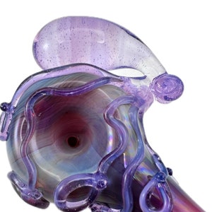 Octopus Glass Pipe. Hand Blown Boro Pyrex Amber Purple Spoon and Pink Slyme Octopi. Made to Order. image 2