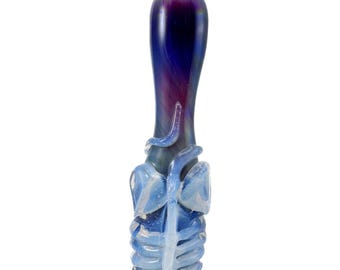 Facehugger Alien Glass Chillum Pipe.  Hand Blown Amber Purple Bat with Flamework Secret White Xenomorph. Choose the Color. Made to Order