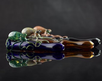 Octopus Glass Chillum Bat Pipe in Your Choice of Color