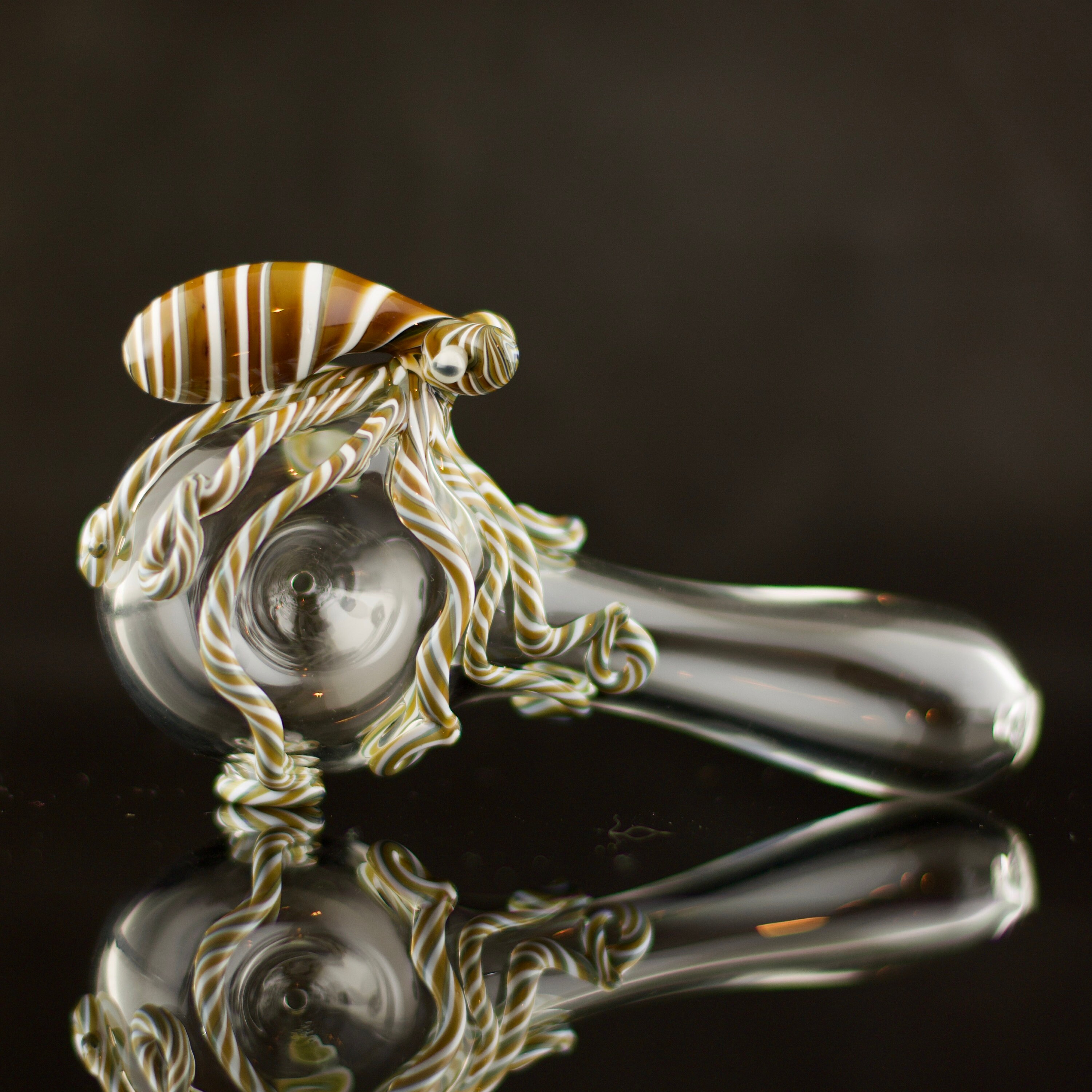 SALE Octopus Glass Spoon Pipe in Clear & Artist Swirl, 679