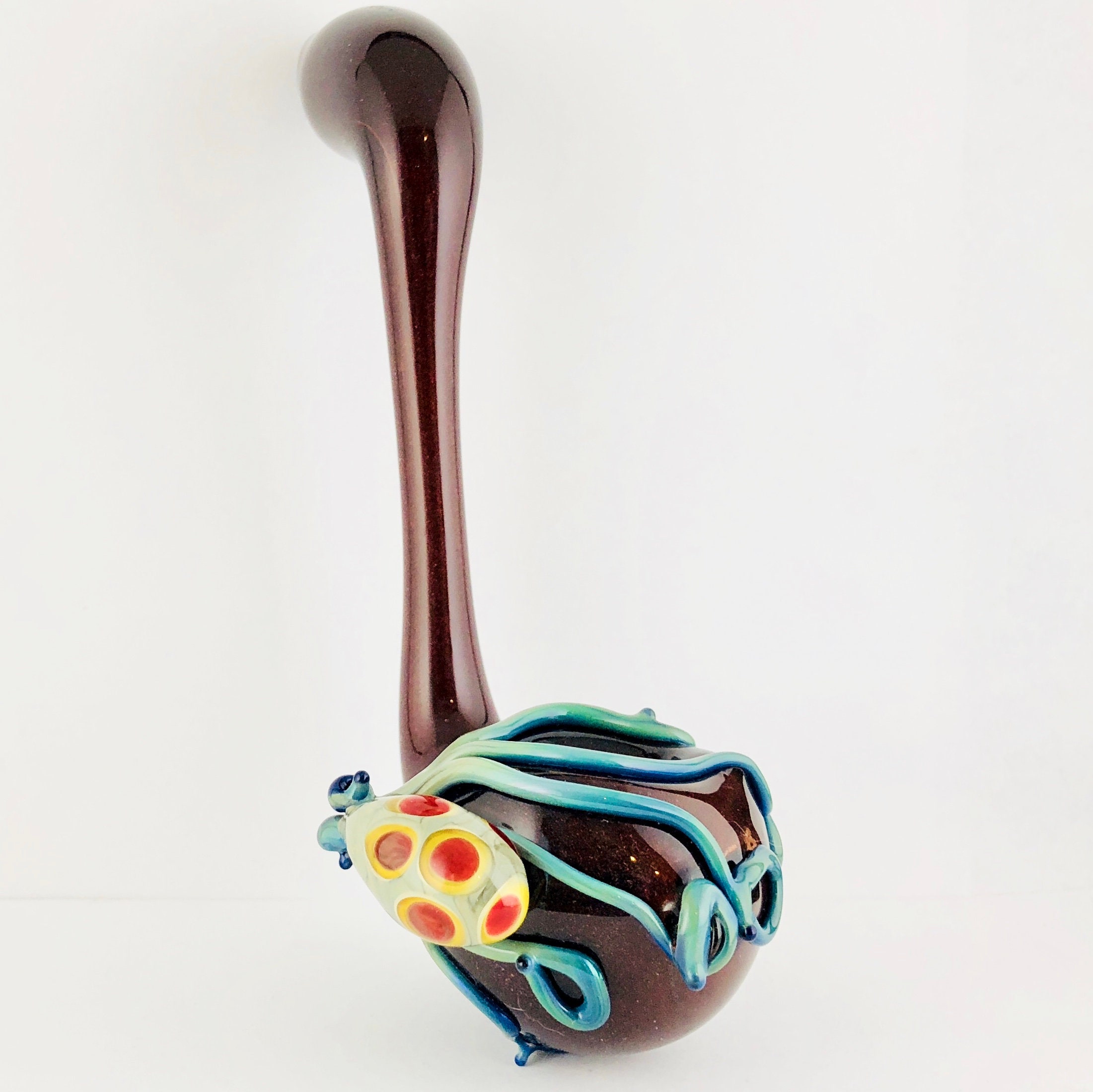 Octopus Large Glass Sherlock Pipe Kandy Apple Red & Silver Amethsyt, 680