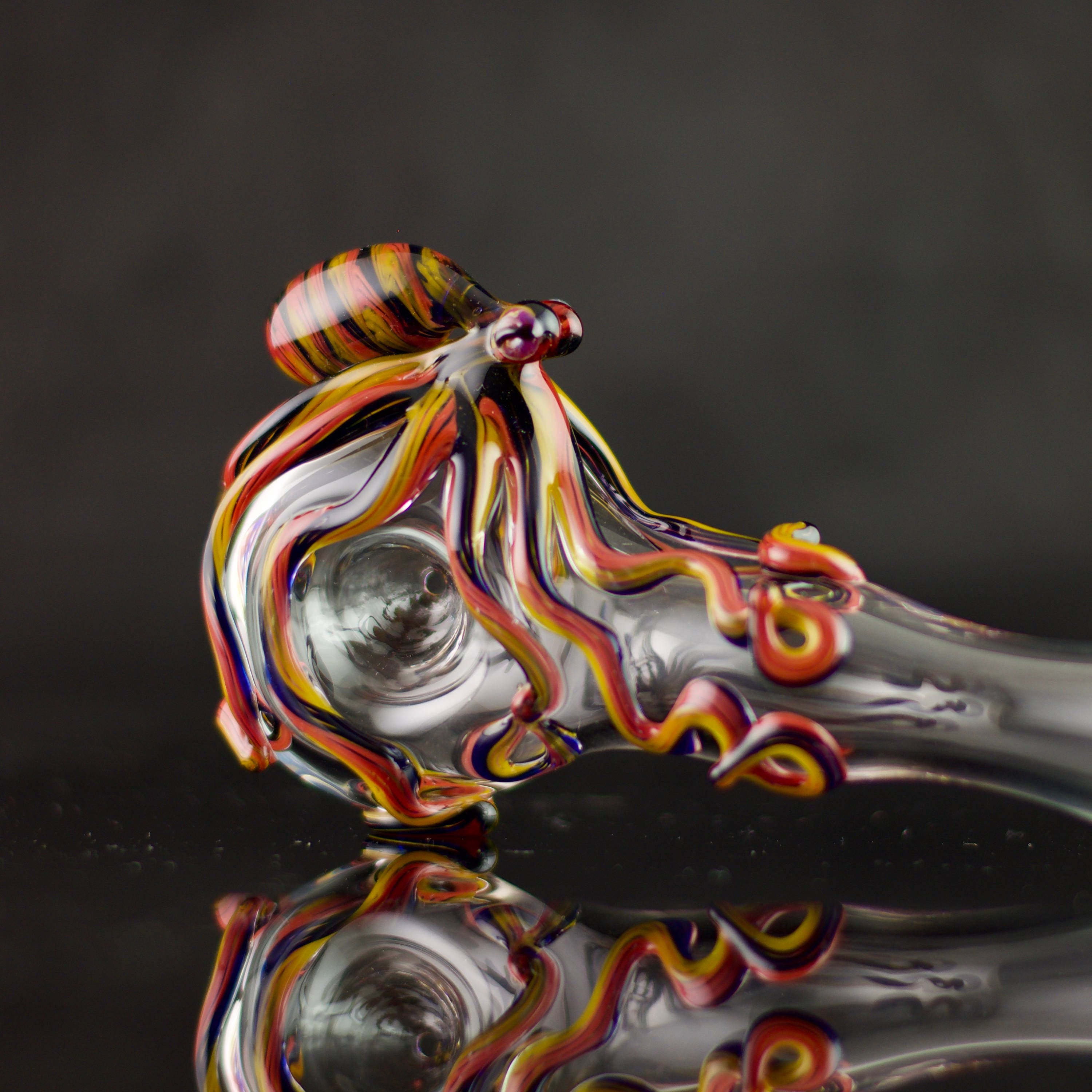 Octopus Large Glass Spoon Pipe in Clear & Infinity II, 548