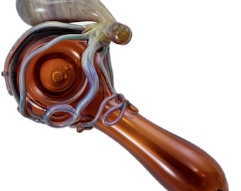 Octopus Glass Pipe. Hand Blown Boro Pyrex Amber and Triple Passion Octopi. You Choose the Color and Made to Order.